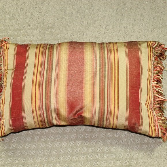 Vintage 90s Custom Decorative Red Yellow Cream Rectangular 13x19 Throw Pillow - Picture 1 of 4